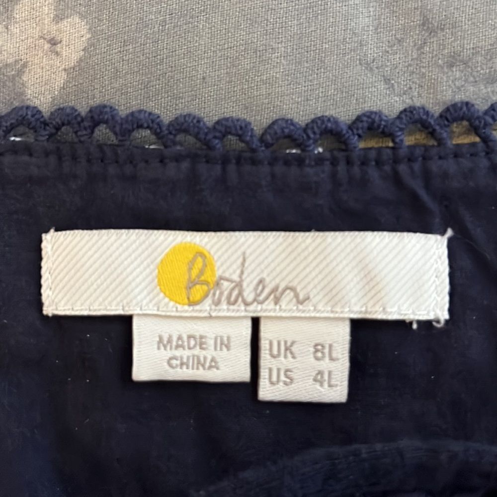 Boden Nella Embroidered Jersey Sundress Navy size 4L. - Picture 3 of 8